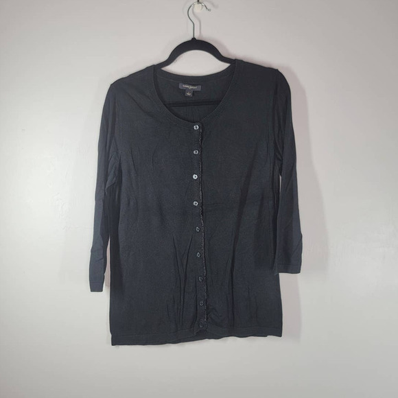 Banana Republic Cardigan Size L Button Front Long Sleeve Sweater Black - Picture 1 of 5